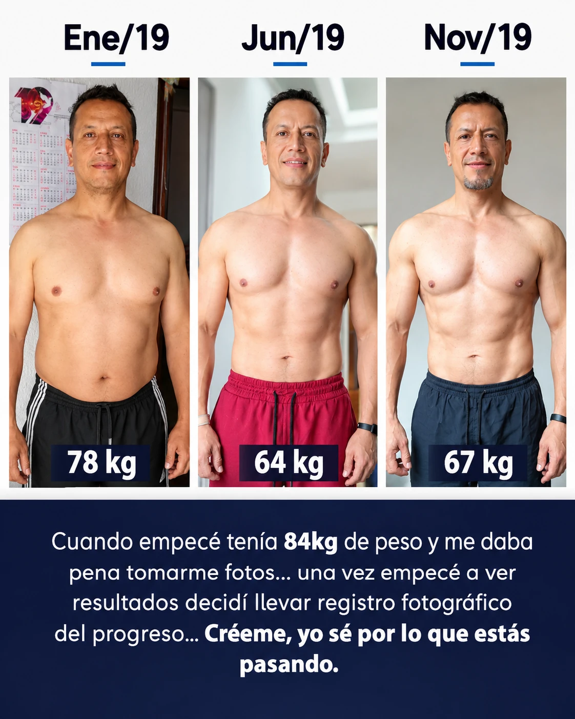 Evolución física del creador de FIT40 de Ene/19 a Nov/19