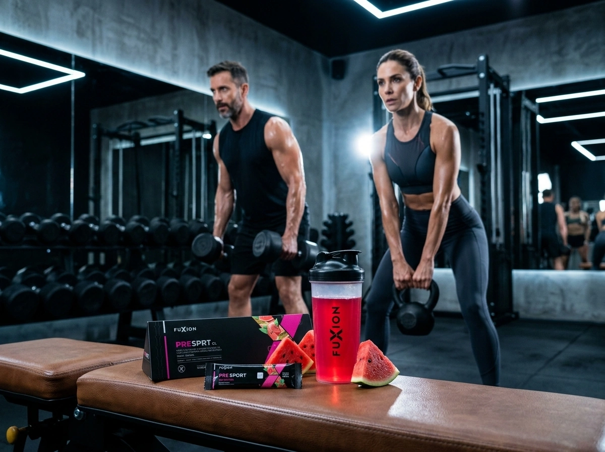 Pareja +40 en entrenamiento de alta intensidad con Pre Sport FuXion